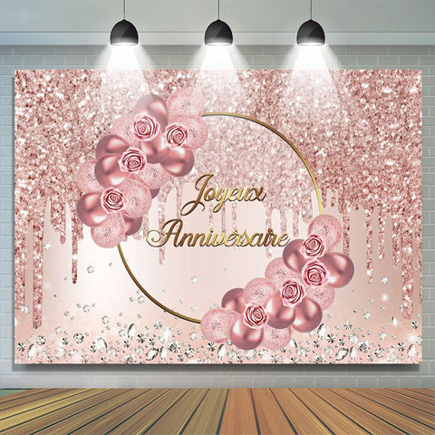 Rose Or Rose Fleur et diamant Anniversaire Toile de fond