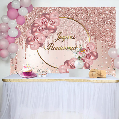 Rose Or Rose Fleur et diamant Anniversaire Toile de fond