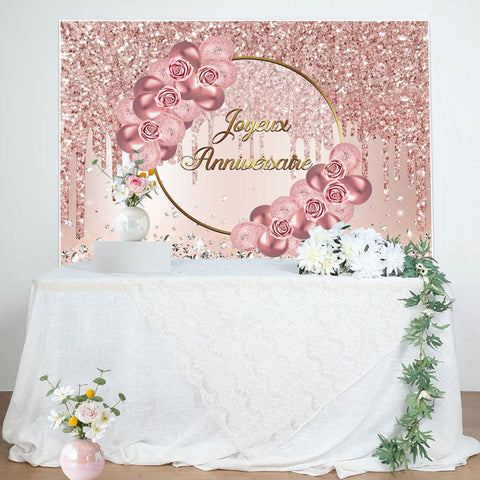 Rose Or Rose Fleur et diamant Anniversaire Toile de fond