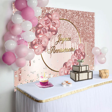 Rose Or Rose Fleur et diamant Anniversaire Toile de fond