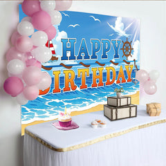 Lofaris Toile de fond pour anniversaire marin avec bateau et ancre, magnifique décor de fête pour enfants et séance photo