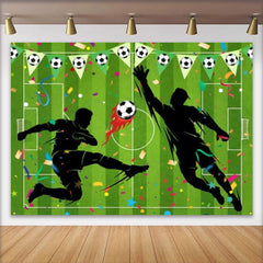 Lofaris Toile de fond anniversaire football avec joueurs et ballon, magnifique décor de fête pour enfants et studio photo