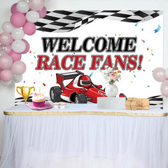 Lofaris Toile de fond anniversaire course automobile avec voiture de course, décor de fête pour enfants idéal pour studio photo