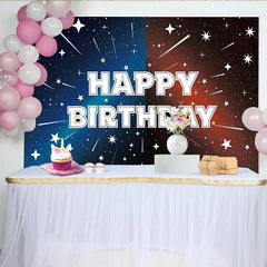 Lofaris Toile de fond joyeux anniversaire cosmique étoiles filantes, arrière-plan galactique scintillant pour décoration de fête