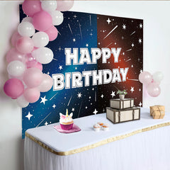 Lofaris Toile de fond joyeux anniversaire cosmique étoiles filantes, arrière-plan galactique scintillant pour décoration de fête