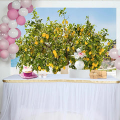 Lofaris Toile de fond de photographie citronnier, citrons jaunes et ciel bleu, arrière-plan estival pour studio photo