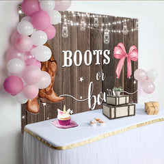 Lofaris Toile de fond rustique bottes ou nœuds pour baby shower western, arrière-plan de fête prénatale pour révélation de genre