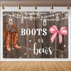 Lofaris Toile de fond rustique bottes ou nœuds pour baby shower western, arrière-plan de fête prénatale pour révélation de genre