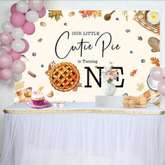 Lofaris Toile de fond pour 1er anniversaire automne avec tarte, magnifique décor de fête de bébé pour studio photo