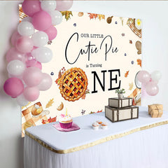 Lofaris Toile de fond pour 1er anniversaire automne avec tarte, magnifique décor de fête de bébé pour studio photo