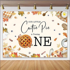 Lofaris Toile de fond pour 1er anniversaire automne avec tarte, magnifique décor de fête de bébé pour studio photo