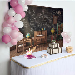 Lofaris Toile de fond de photographie salle de classe vintage avec tableau noir, arrière-plan éducatif pour portraits d'enfants et studio