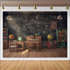 Lofaris Toile de fond de photographie salle de classe vintage avec tableau noir, arrière-plan éducatif pour portraits d'enfants et studio