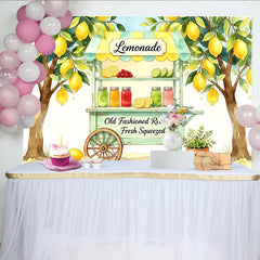 Lofaris Toile de fond de photographie stand de limonade aquarelle et citrons frais, décor d'été rustique pour studio photo et événements