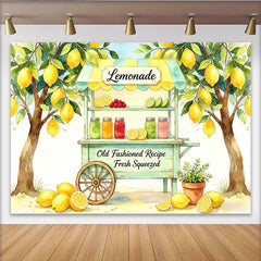 Lofaris Toile de fond de photographie stand de limonade aquarelle et citrons frais, décor d'été rustique pour studio photo et événements