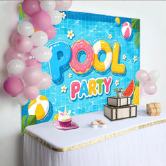 Lofaris Toile de fond de photographie d'été pour piscine et ballons, arrière-plan joyeux pour studio et décoration
