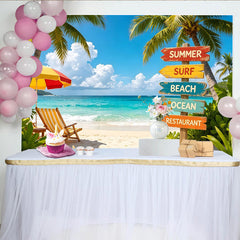 Lofaris Toile de fond de photographie d'été tropicale, palmiers et océan bleu, décor de plage de sable pour studio photo et vacances