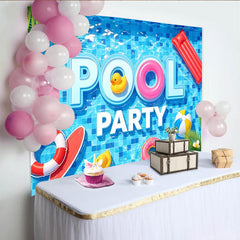 Lofaris Toile de fond pour fête piscine avec canards gonflables et pastèque, arrière-plan estival pour studio photo et décoration d'été