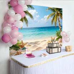Lofaris Toile de fond de photographie plage tropicale avec palmiers lumineux, superbe arrière-plan d'été pour studio photo et événements