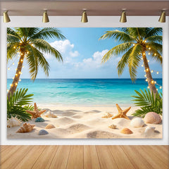 Lofaris Toile de fond de photographie plage tropicale avec palmiers lumineux, superbe arrière-plan d'été pour studio photo et événements