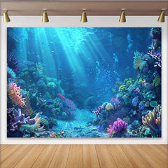 Lofaris Toile de fond de photographie sous-marine avec récifs et poissons, arrière-plan océanique lumineux pour studio photo et décoration