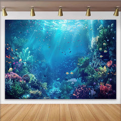 Lofaris Toile de fond de photographie sous-marine avec récif corallien et poissons tropicaux, magnifique arrière-plan océanique