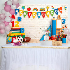 Lofaris Toile de fond pour la rentrée scolaire avec livres et fournitures, décor de studio photo pour enfants et événement scolaire