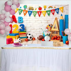 Lofaris Toile de fond rentrée scolaire avec lettres ABC et chiffres 123, décor éducatif et coloré pour studio photo ou salle de classe
