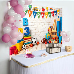 Lofaris Toile de fond rentrée scolaire avec lettres ABC et chiffres 123, décor éducatif et coloré pour studio photo ou salle de classe