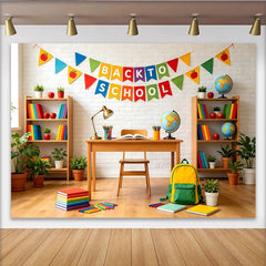 Lofaris Toile de fond colorée pour la rentrée scolaire avec bannière et pommes, arrière-plan lumineux pour studio photo et décoration de classe