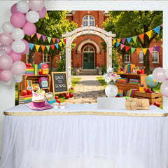 Lofaris Toile de fond pour la rentrée scolaire avec guirlandes et livres colorés, décor de fête pour événement scolaire et studio photo