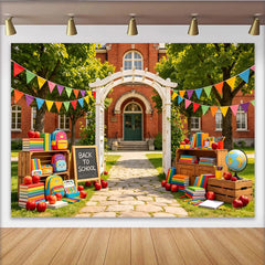 Lofaris Toile de fond pour la rentrée scolaire avec guirlandes et livres colorés, décor de fête pour événement scolaire et studio photo