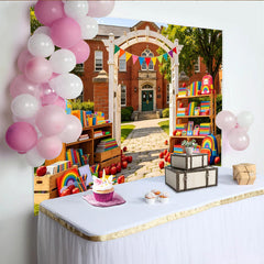 Lofaris Toile de fond colorée pour la rentrée scolaire avec livres et fournitures, décor éducatif pour studio photo et événement scolaire