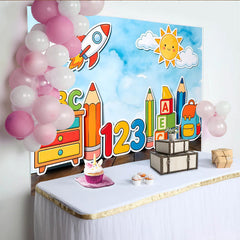 Lofaris Toile de fond rentrée scolaire avec lettres et chiffres colorés, magnifique décor pour enfants et studio photo