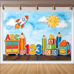 Lofaris Toile de fond rentrée scolaire avec lettres et chiffres colorés, magnifique décor pour enfants et studio photo