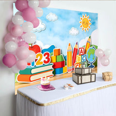 Lofaris Toile de fond de photographie pour l'apprentissage avec livres, chiffres et alphabet, éducatif pour enfants et studio photo