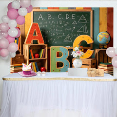 Lofaris Fond de photographie thème école avec tableau noir et lettres ABC, arrière-plan éducatif pour enfants et studio