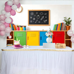 Lofaris Toile de fond rentrée scolaire avec casiers colorés, magnifique arrière-plan pour studio photo et décoration de classe