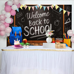 Lofaris Toile de fond rentrée scolaire tableau noir avec sac à dos et livres, arrière-plan de classe pour studio photo et décor
