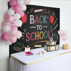 Lofaris Toile de fond rentrée scolaire tableau noir, pommes et crayons, arrière-plan de photographie pour studio ou événement éducatif