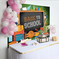 Lofaris Toile de fond pour la rentrée scolaire avec tableau noir et fournitures, arrière-plan éducatif pour studio photo