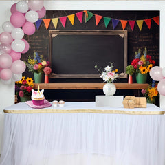 Lofaris Toile de fond pour la rentrée scolaire avec tableau noir et guirlande colorée, arrière-plan festif pour studio photo