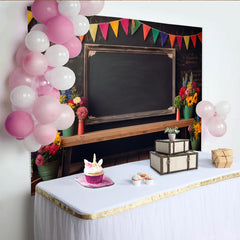 Lofaris Toile de fond pour la rentrée scolaire avec tableau noir et guirlande colorée, arrière-plan festif pour studio photo
