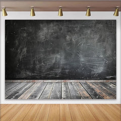 Lofaris Toile de fond de photographie tableau noir avec texture craie et plancher en bois, arrière-plan vintage pour studio photo