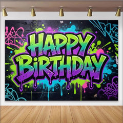 Lofaris Toile de fond anniversaire graffiti couleurs vives et éclaboussures, arrière-plan urbain pour fête ou studio photo