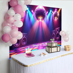 Lofaris Toile de fond disco avec boules lumineuses et piste de danse colorée, arrière-plan vibrant pour studio photo et soirée à thème