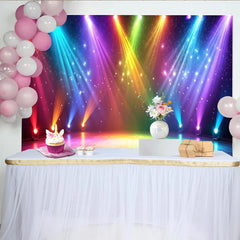 Lofaris Toile de fond de photographie avec lumières de scène colorées et étincelantes, arrière-plan pour fête, événement ou studio photo