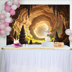 Lofaris Toile de fond de photographie grotte naturelle, paysage souterrain éclairé, superbe arrière-plan pour studio photo