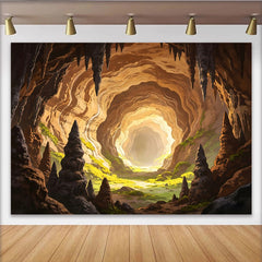 Lofaris Toile de fond de photographie grotte naturelle, paysage souterrain éclairé, superbe arrière-plan pour studio photo