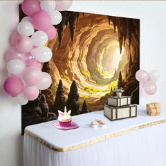 Lofaris Toile de fond de photographie grotte naturelle, lumière et stalactites, décor de paysage mystérieux avec verdure pour studio photo